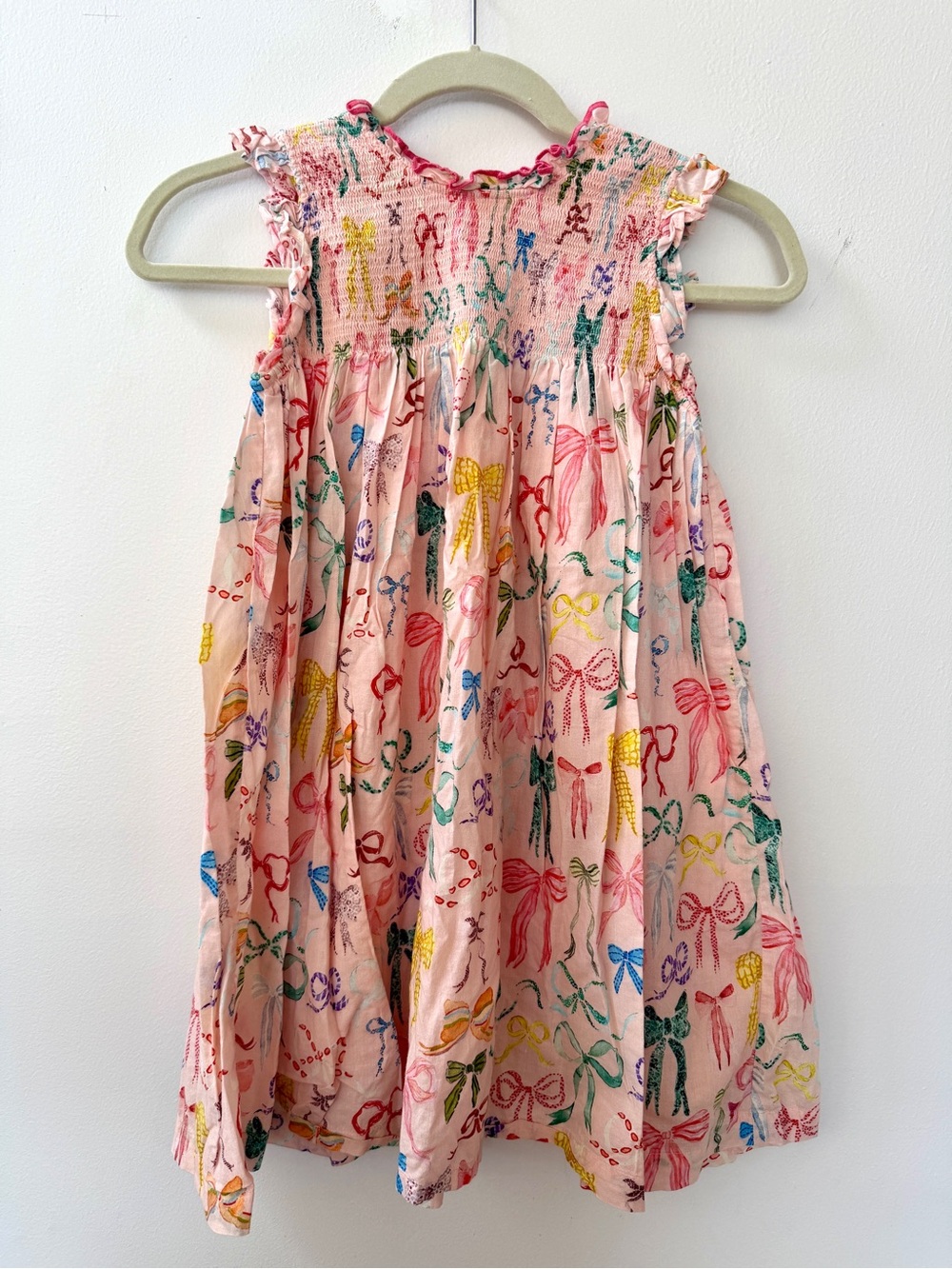 Pink Chicken Girls' Pink Bow-Print Smocked Dress